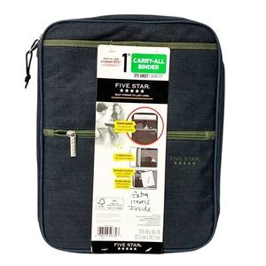 Five Star Zipper Binder, 1 inch 3-Ring Binder, Carry-All Pockets Dividers NEW